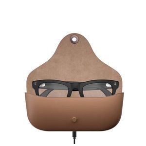 AI Glasses-Camera 8MP-Black Frame with transparency lens +Brown Color Charging Case - Image 1