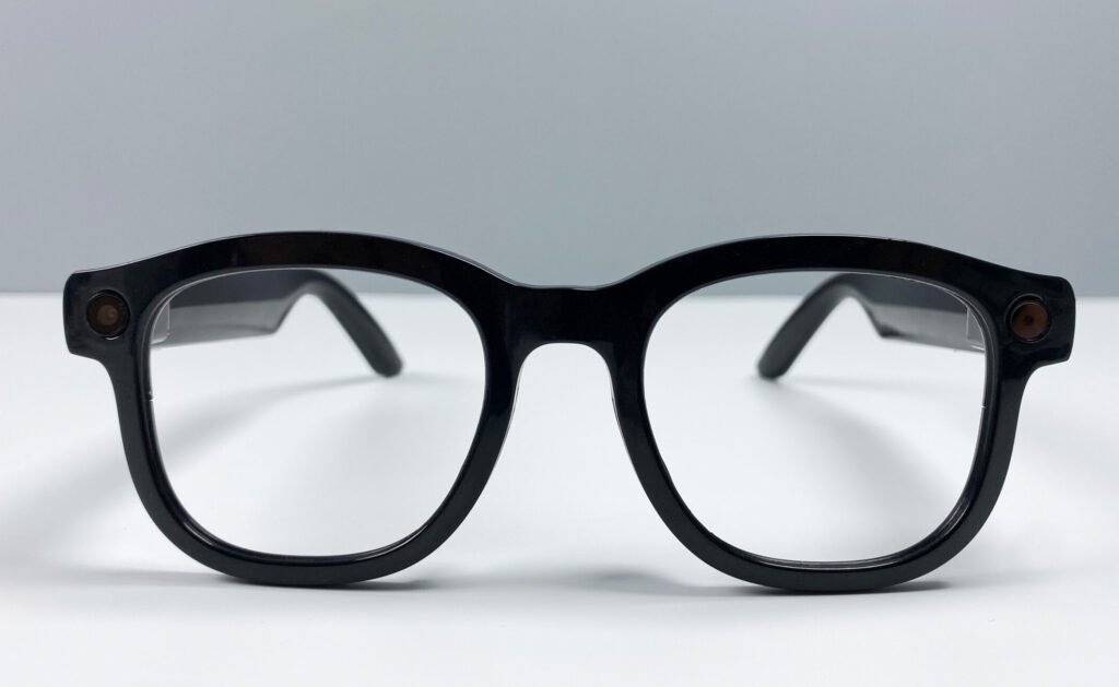 Smart AI Translation Glasses-Camera 8MP-Black Frame with transparency lens