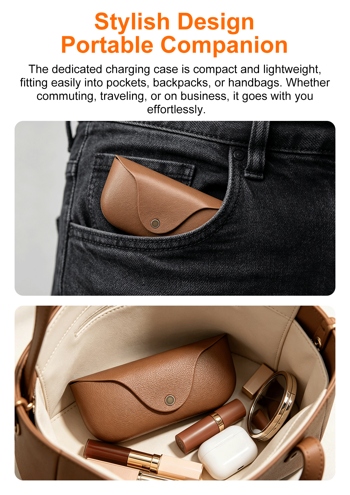 AI Glasses-Camera 8MP-Black Frame with transparency lens +Brown Color Charging Case - Image 3