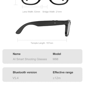 AI Glasses-Camera 8MP-Black Frame with transparency lens +Brown Color Charging Case - Image 4