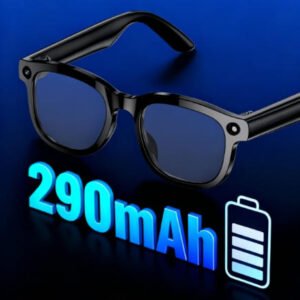 Smart AI Translation Glasses-Camera 8MP-Black Frame with transparency lens - Image 1