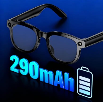 Smart AI Translation Glasses-Camera 8MP-Black Frame with transparency lens