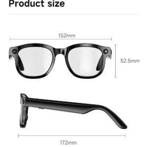 Smart AI Translation Glasses-Camera 8MP-Black Frame with transparency lens - Image 5