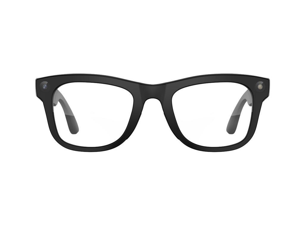 AI Glasses-Camera 8MP-Black Frame with transparency lens +Brown Color Charging Case