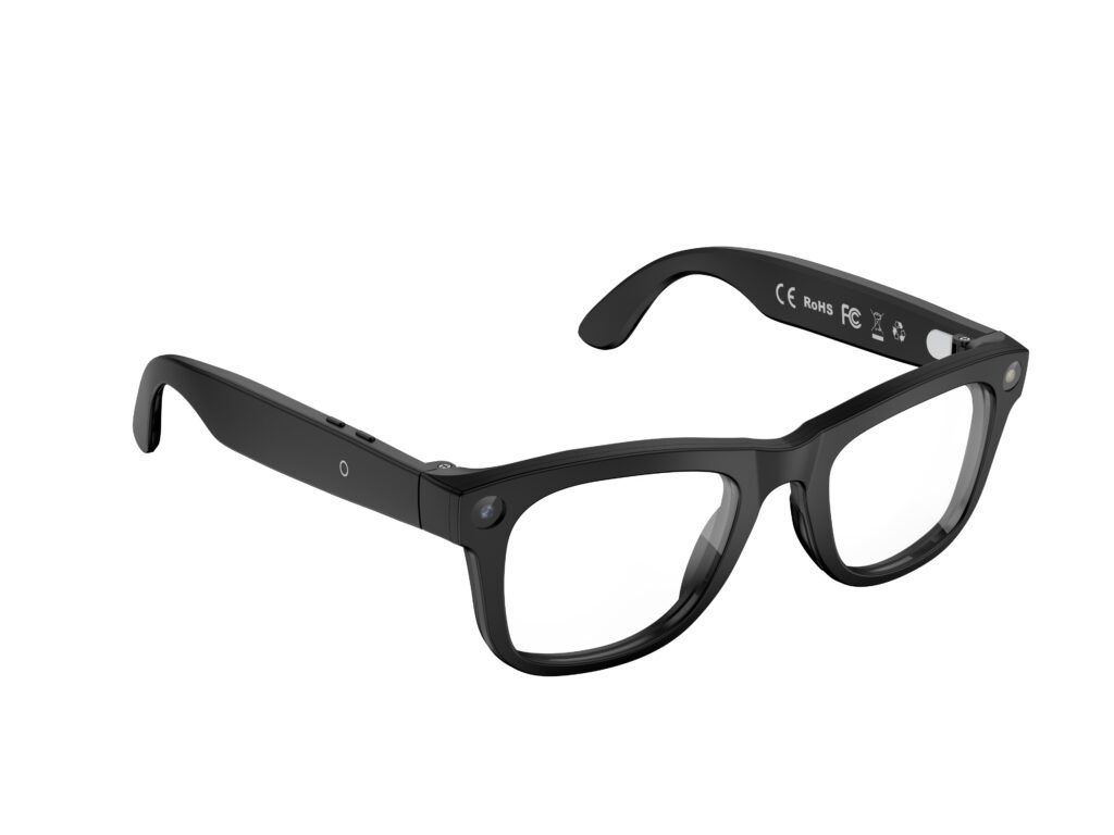 AI Glasses-Camera 8MP-Black Frame with transparency lens +Brown Color Charging Case