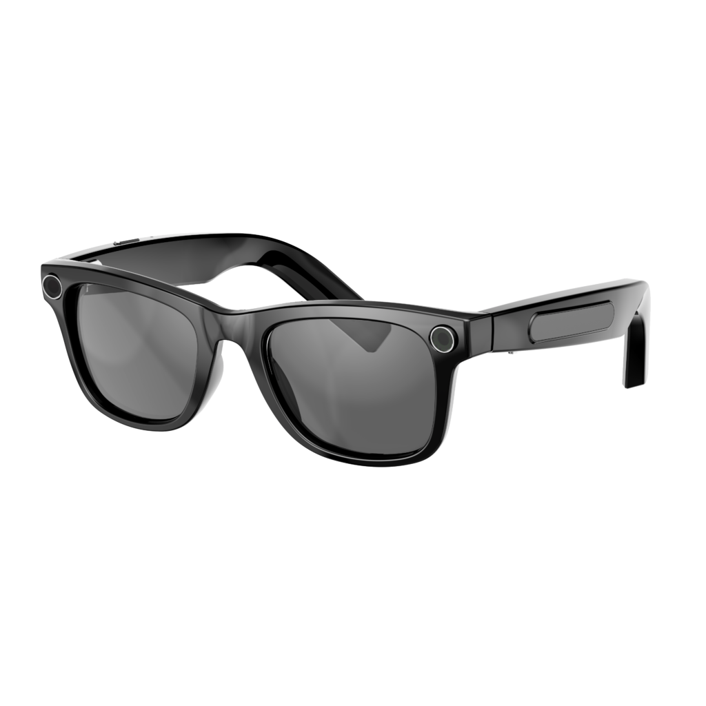 AI Glasses AG01-High Quality 2GB-Camera 8MP-410MaH Battery-Glossy Black Frame with Black Lens