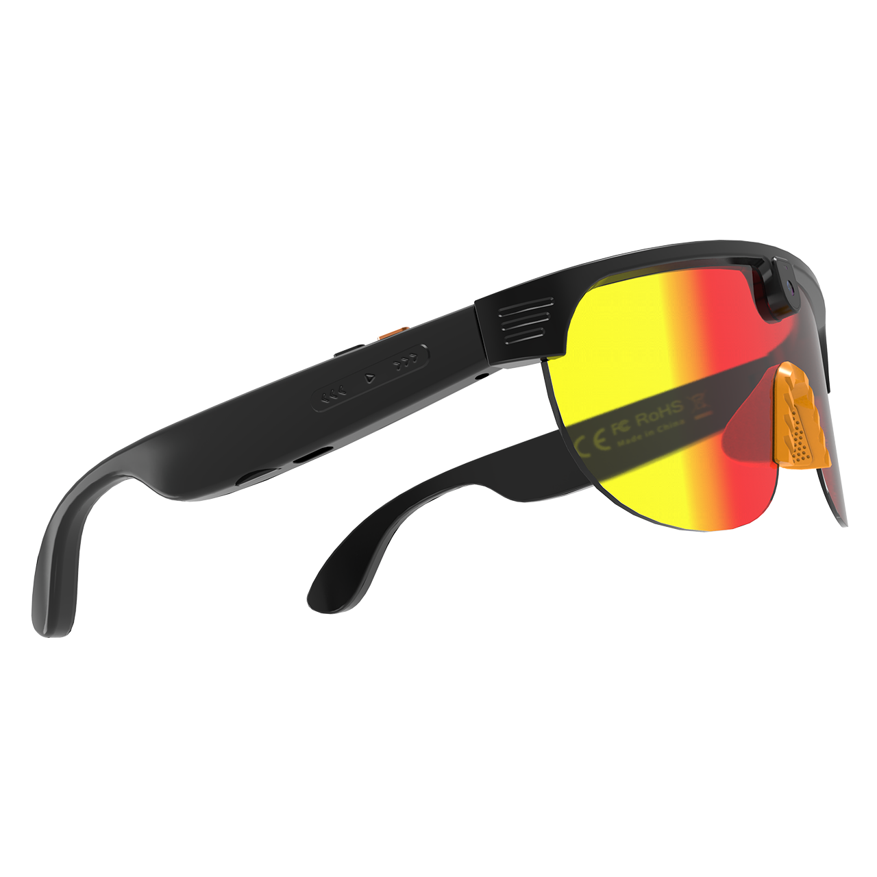 AI Smart Glasses Anti-shake 1080 HD Video Recording 8MP Camera Audio Cycling Sport Glasses Sunglasses-Orange Lens Color - Image 2