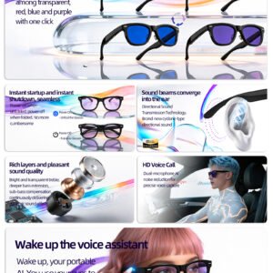 Smart Glasses-Electrochromic 4-colors HD Voice Call Fastest Color Switching Audio Glasses Sunglasses - Image 12