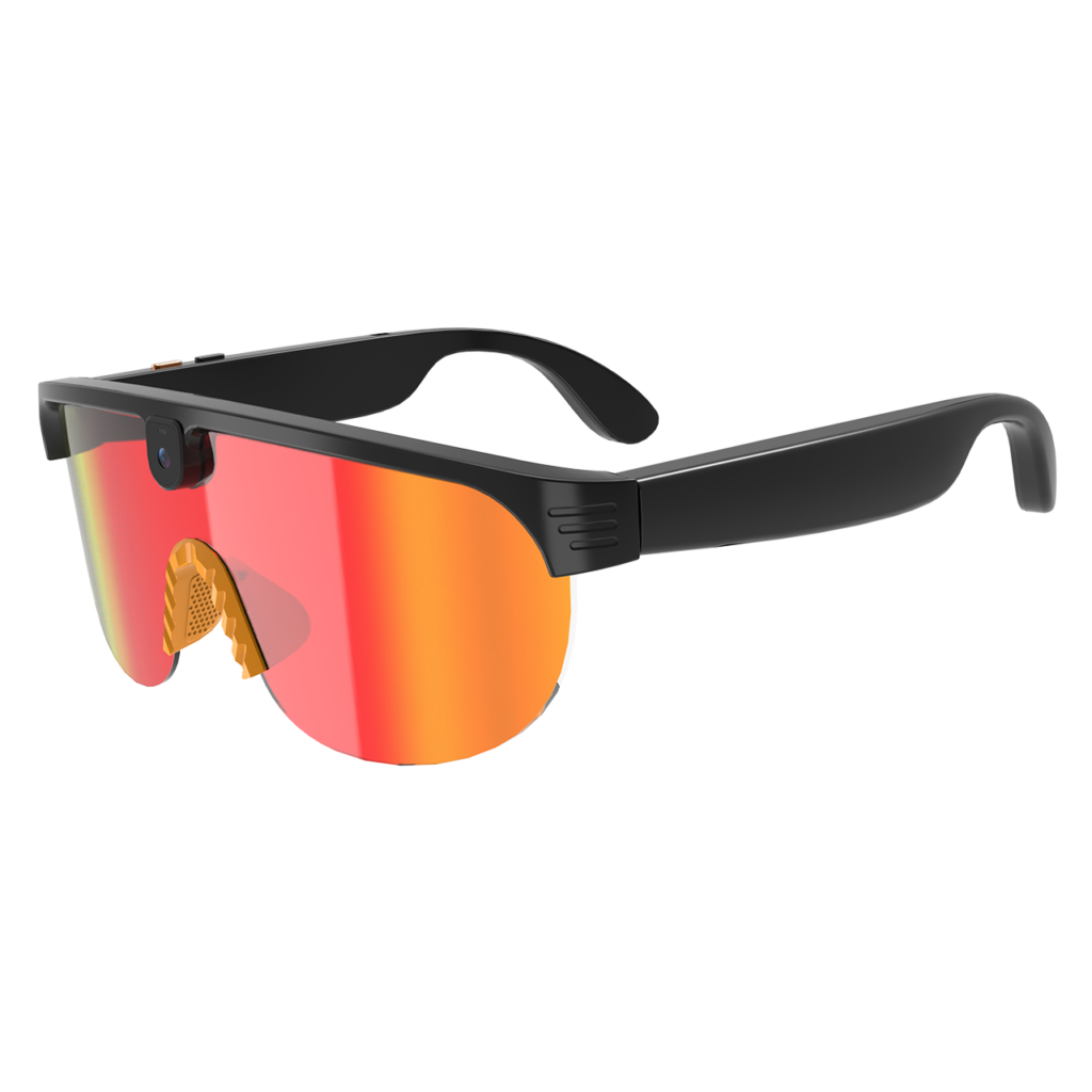 AI Smart Glasses Anti-shake 1080 HD Video Recording 8MP Camera Audio Cycling Sport Glasses Sunglasses-Orange Lens Color