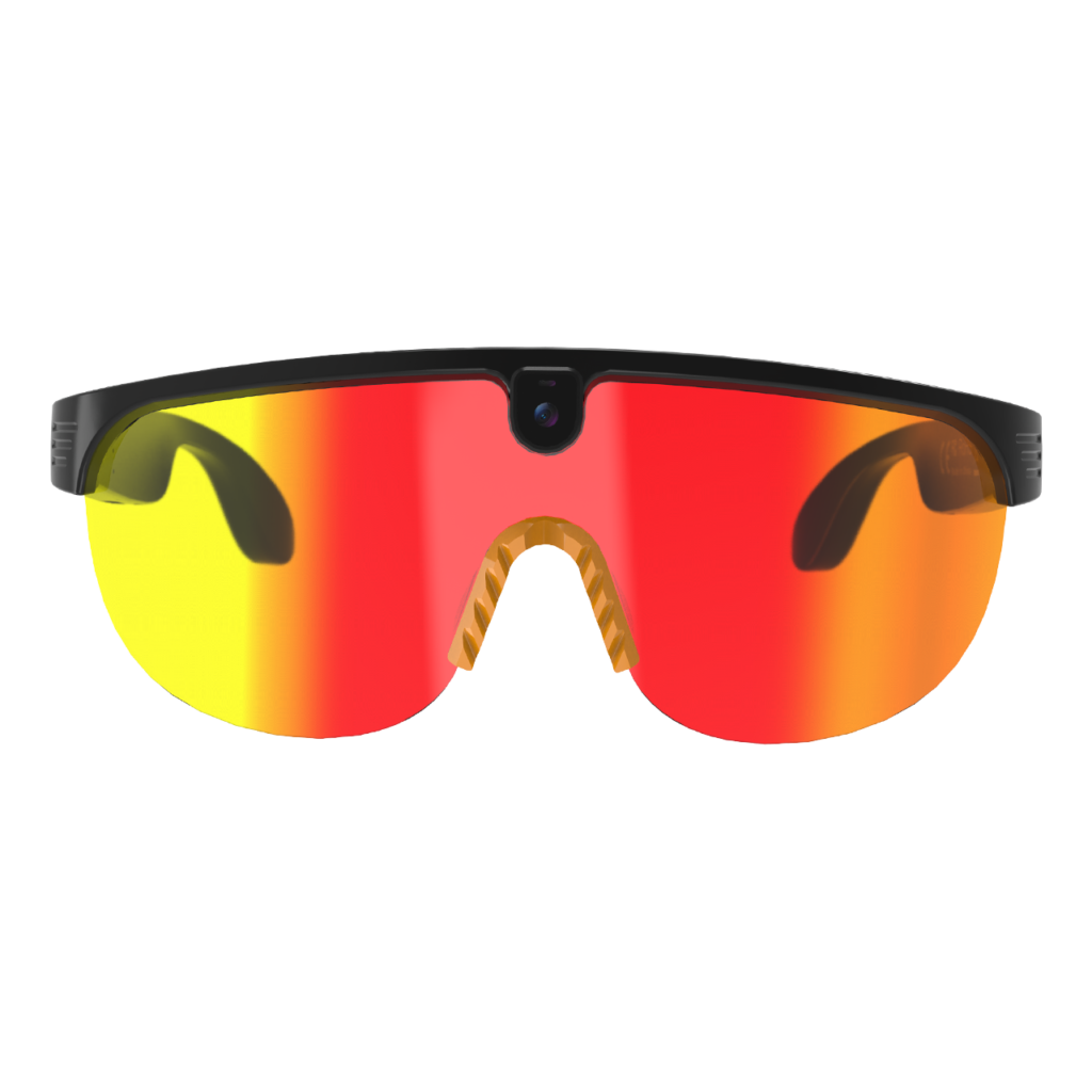 AI Smart Glasses Anti-shake 1080 HD Video Recording 8MP Camera Audio Cycling Sport Glasses Sunglasses-Orange Lens Color