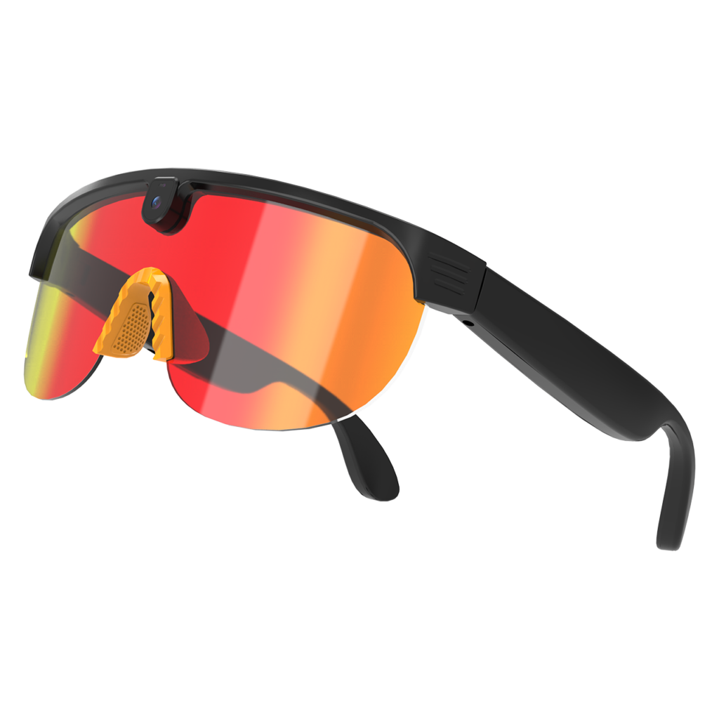 AI Smart Glasses Anti-shake 1080 HD Video Recording 8MP Camera Audio Cycling Sport Glasses Sunglasses-Orange Lens Color
