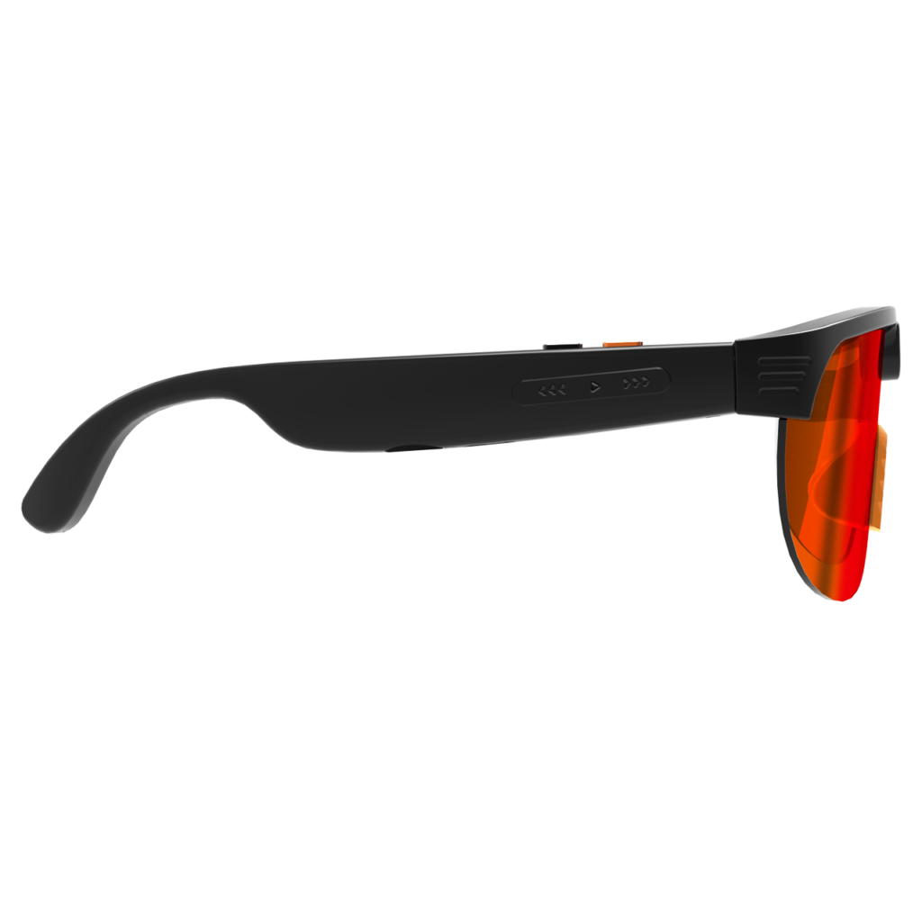 AI Smart Glasses Anti-shake 1080 HD Video Recording 8MP Camera Audio Cycling Sport Glasses Sunglasses-Orange Lens Color