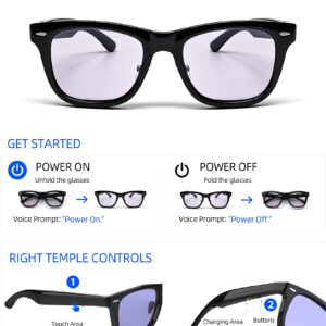 Smart Glasses-Electrochromic 4-colors HD Voice Call Fastest Color Switching Audio Glasses Sunglasses - Image 13