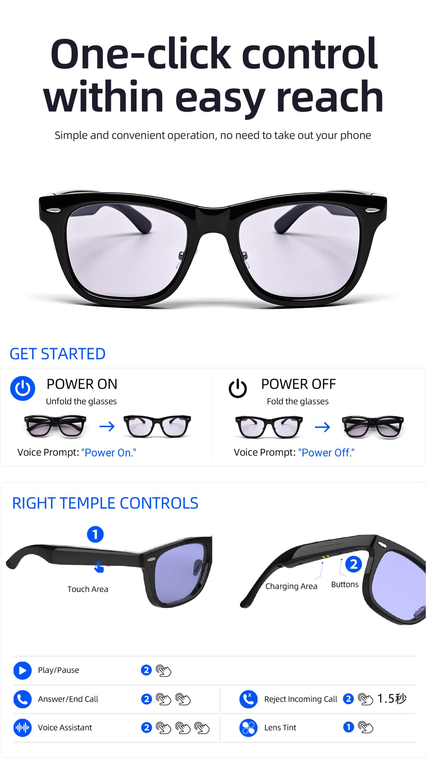 Smart Glasses-Electrochromic 4-colors HD Voice Call Fastest Color Switching Audio Glasses Sunglasses - Image 13