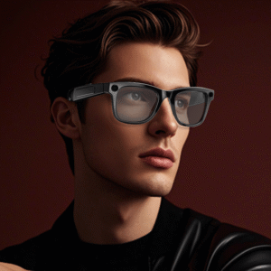 AI Glasses AG01-High Quality 2GB-Camera 8MP-410MaH Battery-Glossy Black Frame with Black Lens - Image 1