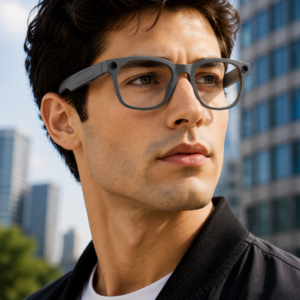 Smart AI Glasses-High Quality-2GB-Camera 8MP-410MaH Big Battery-Matte Gray Frame with Transparency Lens- AG01 - Image 1