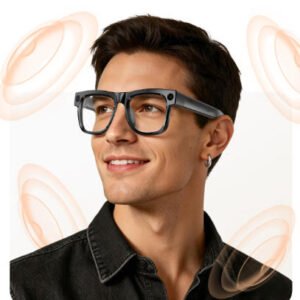 AI Smart Glasses Ultra Light 8MP Camera Photochromic Lens Sunglasses-Black Frame with Photochromic Lens Transparence turn to Gray Color