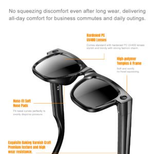 AI Smart Glasses Ultra Light 8MP Camera Photochromic Lens Sunglasses-Black Frame with Photochromic Lens Transparence turn to Gray Color - Image 7