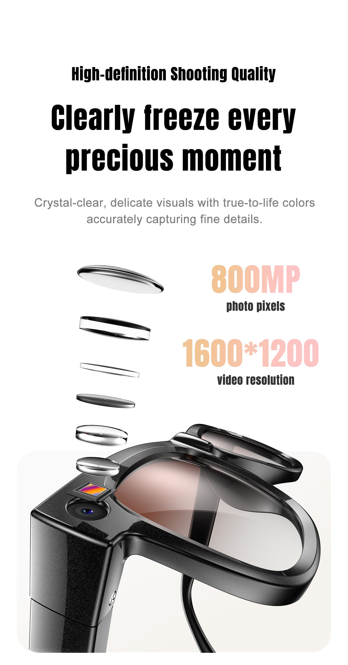 AI Smart Glasses Ultra Light 8MP Camera Photochromic Lens Sunglasses-Black Frame with Photochromic Lens Transparence turn to Gray Color - Image 8