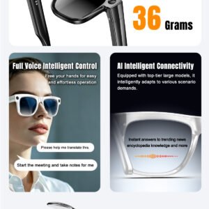 AI Smart Glasses Ultra Light 8MP Camera Photochromic Lens Sunglasses-Black Frame with Photochromic Lens Transparence turn to Gray Color - Image 5