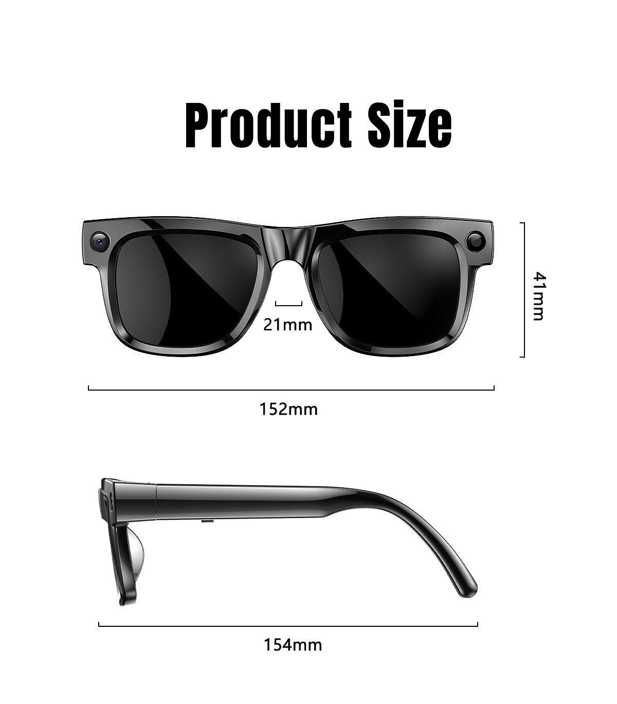 AI Smart Glasses Ultra Light 8MP Camera Photochromic Lens Sunglasses-Black Frame with Photochromic Lens Transparence turn to Gray Color - Image 6