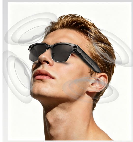 AI Smart Glasses Fashion Design 13MP Camera 4K HD Shooting AI Assittant Metal Frame Anti-Shake HIFI Sound Quality-Black Color