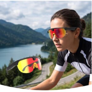 AI Smart Glasses Anti-shake 1080 HD Video Recording 8MP Camera Audio Cycling Sport Glasses Sunglasses-Orange Lens Color