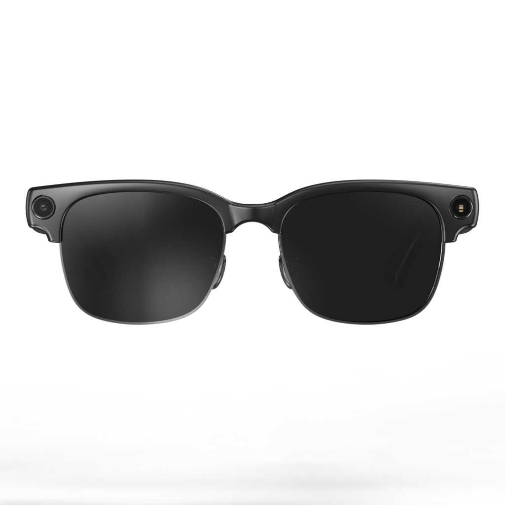 AI Smart Glasses Fashion Design 13MP Camera 4K HD Shooting AI Assittant Metal Frame Anti-Shake HIFI Sound Quality-Black Color