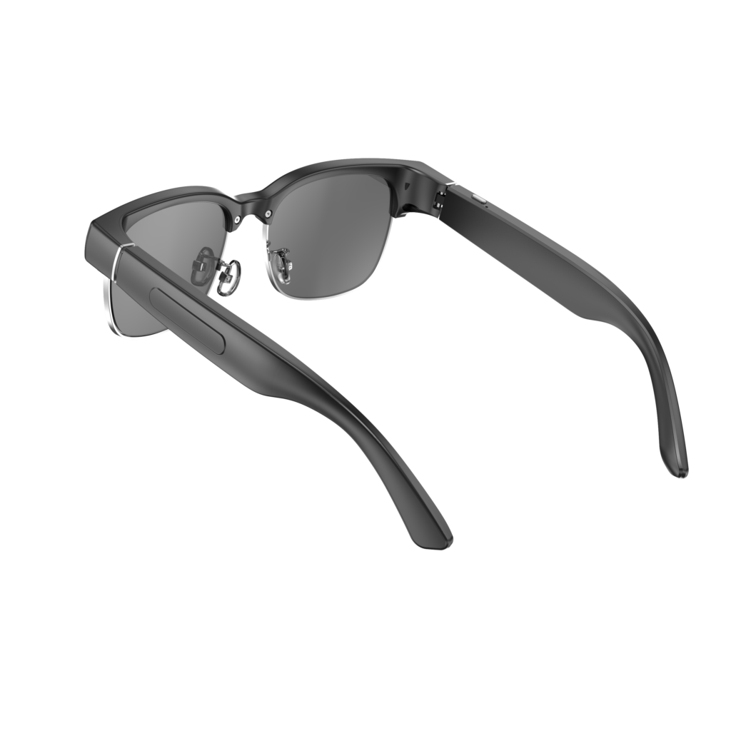 AI Smart Glasses Fashion Design 13MP Camera 4K HD Shooting AI Assittant Metal Frame Anti-Shake HIFI Sound Quality-Black Color