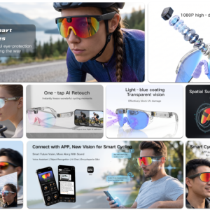 AI Smart Glasses Anti-shake 1080 HD Video Recording 8MP Camera Audio Cycling Sport Glasses Sunglasses-Orange Lens Color - Image 9